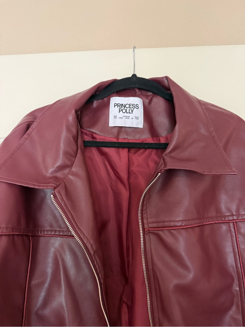Princess Polly Wine Vegan Leather Jacket - Picture 2 of 5